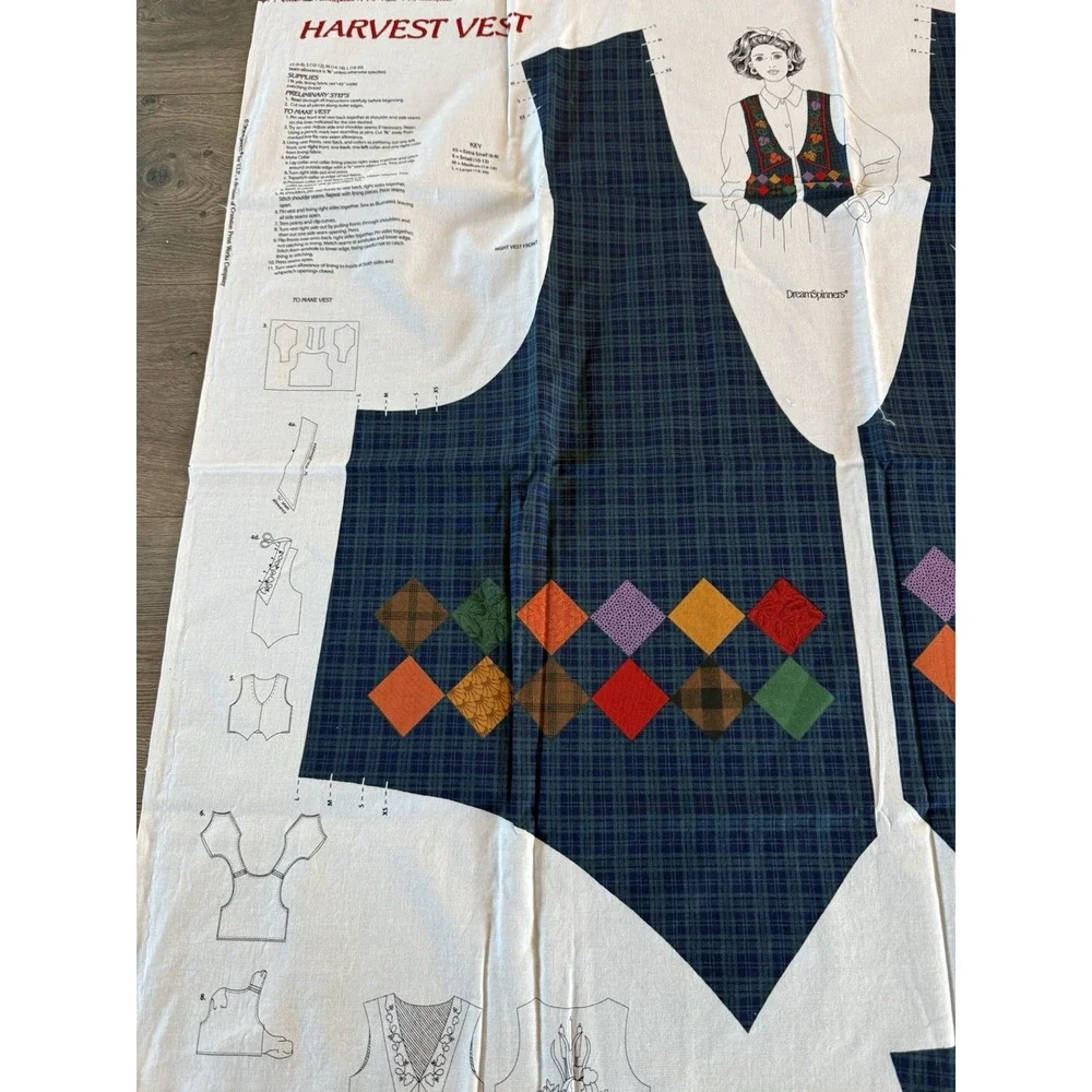 Vintage Dream Spinners VIP Cranston Fabric Panel Harvest Vest Cotton Material‎